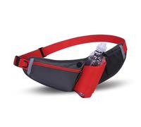 Riñonera con Botella Riñonera Multifuncional for Botella de Agua y Fitness, Bolsa con cinturón Deportivo for Correr(Red)