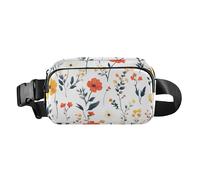 Riñonera con cinturón de pecho para hombres y mujeres, floral, rosa, zinnia, canna, beige, riñonera cruzada de gran capacidad, cartera de pasaporte de viaje para ciclismo, senderismo, gimnasio, 16, 1
