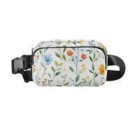 Riñonera con cinturón de pecho para hombres y mujeres, floral, rosa, zinnia, canna, beige, riñonera cruzada de gran capacidad, cartera de pasaporte de viaje para ciclismo, senderismo, gimnasio, 17, 1