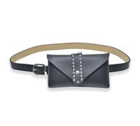 Riñonera con Cinturón para Mujer Bolso Bandolera de Piel con Incrustaciones tachonadas for Mujer(Black)