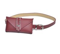 Riñonera con Cinturón para Mujer Bolso Bandolera de Piel con Incrustaciones tachonadas for Mujer(Red)