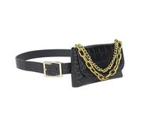 Riñonera con Cinturón para Mujer Bolso Bandolera Mini con Cadena Gruesa for Mujer(Black)