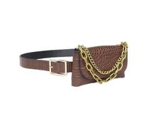 Riñonera con Cinturón para Mujer Bolso Bandolera Mini con Cadena Gruesa for Mujer(Brown)