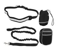 Riñonera con Correa para Manos Libres, Correa Reflectante para Correr con cinturón Ajustable, 2 Bolsas de Almacenamiento para Llaves de teléfono, Bolsas de Caca, Manos Libres (Black)