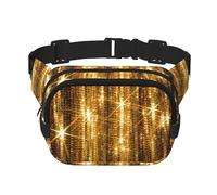 Riñonera con cremallera brillante con lentejuelas doradas, bolsas cruzadas con correa ajustable para correr, ciclismo, Black, Talla única