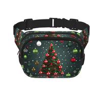 Riñonera con cremallera de árbol de Navidad y bola, bolsas cruzadas con correa ajustable para correr, ciclismo, Black, Talla única