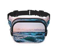 Riñonera con cremallera Ocean Waves, bolsas cruzadas con correa ajustable para correr, ciclismo, Black, Talla única