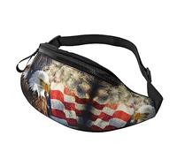 Riñonera con diseño de águila de fuego con bandera americana, para correr, senderismo, viajes, entrenamiento, pasear al perro, deportes, pesca, riñonera, Black, Talla única