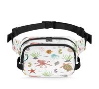 Riñonera con diseño de animales oceánicos para mujeres, hombres, niñas y niños, riñonera con plantas oceánicas, para correr, deportes, senderismo, bolsa de cinturón, color, XL, Organizador de bolsas
