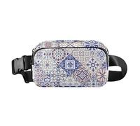 Riñonera con diseño de azulejos sin costuras, estilo portugués, español, italiano, elegante, para mujeres y hombres, multiusos, para correr, correr, senderismo, etc, Azulejos sin costuras portugués,