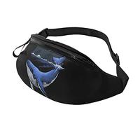 Riñonera con diseño de ballena azul oceánica, para senderismo, cinturón ajustable, a la moda, para viajes, casual, correr, ciclismo, Blue Whale Ocean, Talla única