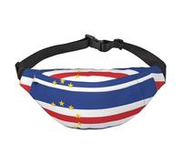Riñonera con diseño de bandera de Cabo Verde resistente al agua, para correr, para mujer con opciones de uso versátiles, práctico agujero para auriculares, ideal para viajes y entrenamiento, para