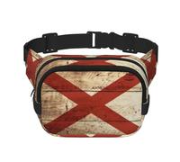 Riñonera con diseño de bandera del estado de Alabama en grano de madera vieja, para mujeres y hombres, riñonera de moda para viajes, senderismo, Black, Talla única