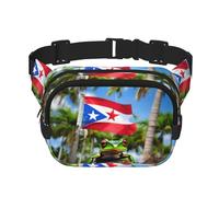 Riñonera con diseño de banderas de Puerto Rico con correa ajustable, cuadrada, de doble capa, cinturón unisex en todas partes