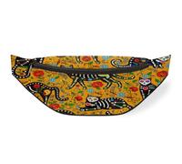 Riñonera con diseño de calavera de azúcar para mujeres, hombres, niñas, niños, gatos, flores, riñoneras, riñoneras, bolsa de cinturón para viajes, deportes, correr, color, M