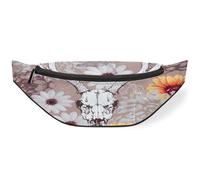 Riñonera con diseño de calavera de ciervo, flores, libélulas, para mujeres, hombres, niñas, niños, riñoneras, riñoneras, bolsa de cinturón para viajes, deportes y correr, color, M