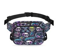Riñonera con diseño de calavera Rocknroll para mujeres, hombres, niñas y niños, riñonera para correr, deportes, senderismo, bolsa de cinturón, color, XL, Organizador de bolsas