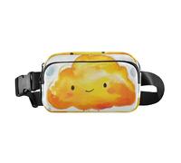 Riñonera con diseño de caracol en una roca con diseño de flor para mujeres, hombres, adolescentes, gran capacidad, Orange Happy Little Cloud, 1 size