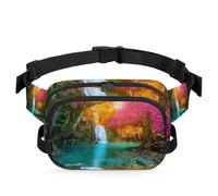 Riñonera con diseño de cascada, con paisaje de selva, para mujeres, hombres, niñas, niños, riñoneras de otoño, correr, deportes, senderismo, bolsa de cinturón, color, XL, Organizador de bolsas
