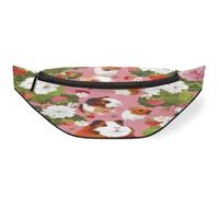 Riñonera con diseño de conejillos de indias, flores y fresas, para mujeres, hombres, niños, niñas, niños, riñoneras, bolsa de cinturón para viajes, deportes, correr, color, M, Organizador de bolsas