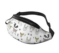 Riñonera con diseño de conejo, zorro, ciervo, riñonera para correr, senderismo, viajes, entrenamiento, perro, caminar, deporte, pesca, riñonera, Black, Talla única