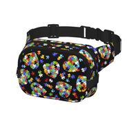 Riñonera con diseño de corazón para concienciación sobre el autismo, para hombres y mujeres, con cinturón ajustable para entrenamiento al aire libre