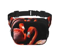 Riñonera con diseño de flamencos en fondo negro, pequeña, a la moda, cruzada, ligera, para mujeres y hombres, correr, entrenamiento, senderismo, viajes