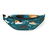 Riñonera con diseño de gatos de dibujos animados para mujeres, hombres, niñas, niños, gatitos, gatos, riñoneras, bolsa de cinturón para viajes, deportes, correr, color, M