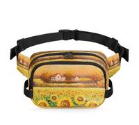 Riñonera con diseño de girasoles de aceite para mujeres, hombres, niñas y niños, riñonera de paisaje al óleo, para correr, deportes, senderismo, bolsa de cinturón, color, XL, Organizador de bolsas