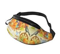 Riñonera con diseño de girasoles de otoño, calabazas, para correr, senderismo, viajes, entrenamiento, pasear al perro, deportes, pesca, riñonera, Black, Talla única