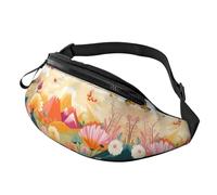 Riñonera con diseño de girasoles, diseño floral, estilo vintage, indie, bohemio, manos libres, para fotógrafos al aire libre, 14 x 35 cm, A4, Talla única