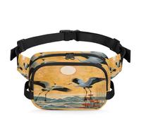 Riñonera con diseño de grulla de pintura de paisaje japonés, para mujeres, hombres, niñas, niños, riñonera, correr, deporte, senderismo, bolsa de cinturón, color, XL, Organizador de bolsas