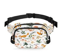 Riñonera con diseño de hojas de otoño y flores y zorro para mujeres, hombres, niñas, niños, correr, deportes, senderismo, bolsa de cinturón, color, XL, Organizador de bolsas