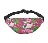 Riñonera con diseño de hojas tropicales y flamenco, ajustable, casual, para deportes, viajes, fiestas, Como se muestra en la imagen, Talla única, Mochila casual