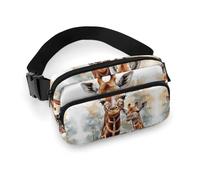 Riñonera con diseño de jirafa de ciervo en acuarela para mujeres y hombres, riñonera, bolsa ajustable casual para viajes, deportes, senderismo, blanco, 7.9 x 5.1 pulgadas, White, 7.9x5.1inches