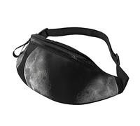 Riñonera con diseño de luna y fondo negro para correr, senderismo, viajes, entrenamiento, pasear al perro, deportes, pesca, riñonera, Black, Talla única
