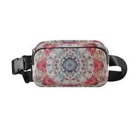 Riñonera con diseño de mandala centrado, diseño de bufanda de seda, elegante riñonera para mujeres y hombres, resistente al agua, Patrón bohemio vintage, 1 size