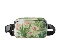 Riñonera con diseño de mandala centrado, diseño de bufanda de seda, elegante riñonera para mujeres y hombres, resistente al agua, Plantas Florales Primavera, 1 size
