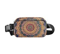 Riñonera con diseño de mandala centrado, diseño de bufanda de seda, elegante riñonera para mujeres y hombres, resistente al agua, Mandala vintage bohemio, 1 size