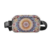 Riñonera con diseño de mandala centrado, diseño de bufanda de seda, elegante riñonera para mujeres y hombres, resistente al agua, Mandala vintage bohemio, 1 size