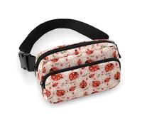 Riñonera con diseño de mariquitas con puntos de corazón para mujeres y hombres, riñonera para entrenamiento, correr, viajes con correa ajustable