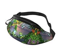 Riñonera con diseño de muchas ranas cantando en las ramas para correr, senderismo, viajes, entrenamiento, pasear al perro, deportes, pesca, riñonera, Black, Talla única