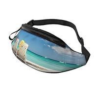 Riñonera con diseño de palmera de playa, para correr, senderismo, viajes, entrenamiento, pasear al perro, deportes, pesca, riñonera, Black, Talla única