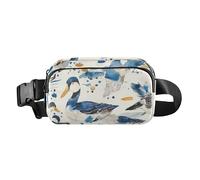 Riñonera con diseño de pato salvaje y acuarela color blanco crema para mujeres, hombres y adolescentes, bolsa de pecho de gran capacidad con correa ajustable para viajes, vacaciones, correr