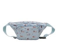 Riñonera con diseño de perro salchicha de dibujos animados para mujer, bolsa cruzada de gran capacidad, bolsa de hombro casual para exteriores, azul claro