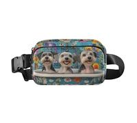 Riñonera con diseño de perros Schnauzer en miniatura de dibujos animados, estilo retro, para bañera, para mujeres y hombres, pequeña bolsa cruzada con correa ajustable para viajes, vacaciones, correr