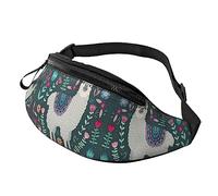 Riñonera con diseño floral de llama para correr, senderismo, viajes, entrenamiento, pasear al perro, deportes, pesca, riñonera, Black, Talla única
