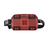 Riñonera con diseño navideño a cuadros, color negro y rojo, para hombres y mujeres, pequeña bolsa cruzada con correa ajustable para viajes, gimnasio, trabajo, Buffalo Plaid Christmas Pattern Black