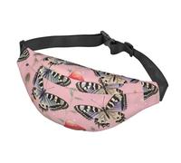 Riñonera con dos mariposas y hongos para mujeres y hombres, impermeable, con cinturón ajustable, bolsa cruzada casual, bolsa de viaje para deportes, correr, ciclismo, Dos mariposas y setas, Talla