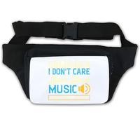 Riñonera con eslogan "I Don't Care Much About Music" What I Like is Sounds, color blanco, White, Talla única